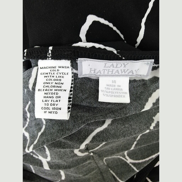 Lady Hathaway Dress Black White Floral Sz 14 - Picture 4 of 5